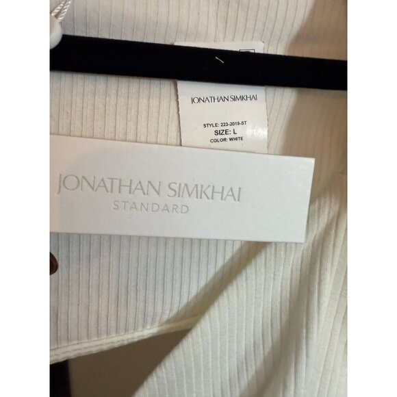 NWT Jonathan Simkhai White Ribbed Knit Cami Top Attached Long Sleeved Shrug Sz L - Picture 8 of 12
